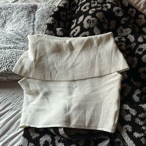 White ribbed off the shoulder top